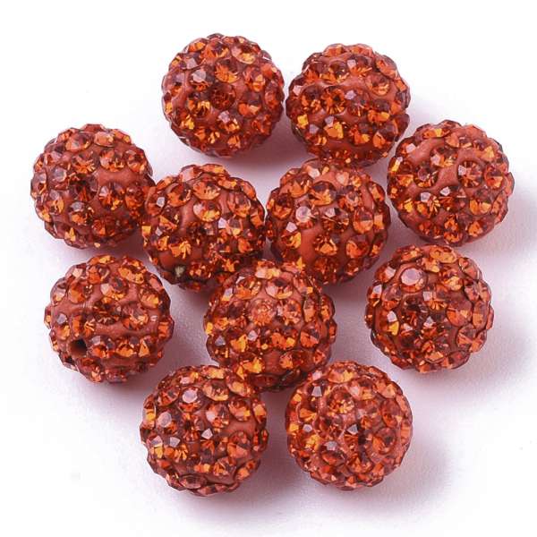 shamballa gyöngy  8 mm narancssárga