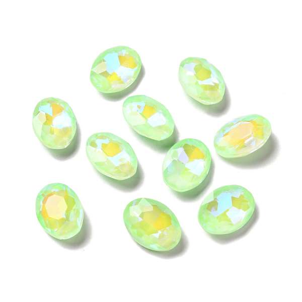üveg kaboson: ovális fluorescent világoszöld 18 x 13 mm