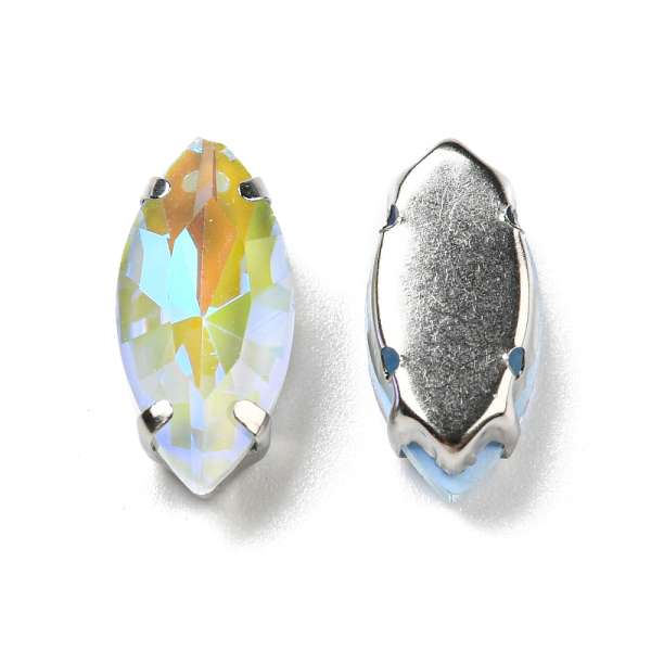 foglalatos üveg kaboson navette 12 x 6 mm: fluorescent light sapphire