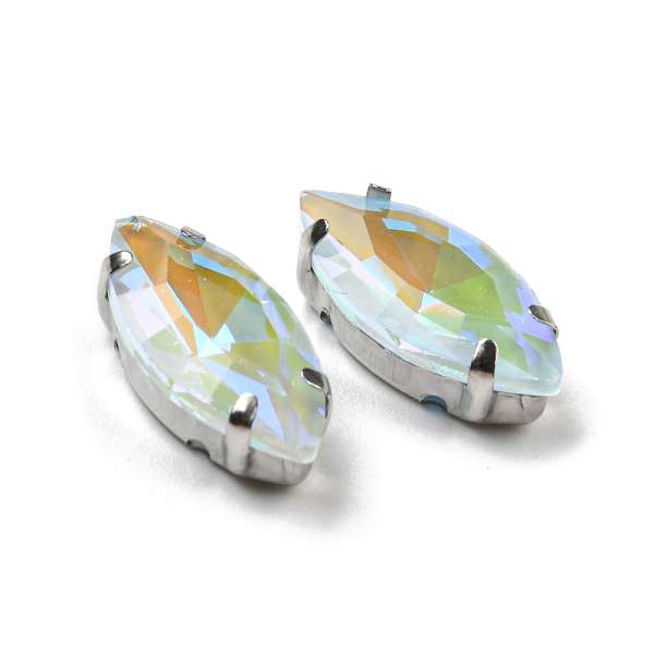 foglalatos üveg kaboson navette 15 x 7 mm: fluorescent light sapphire