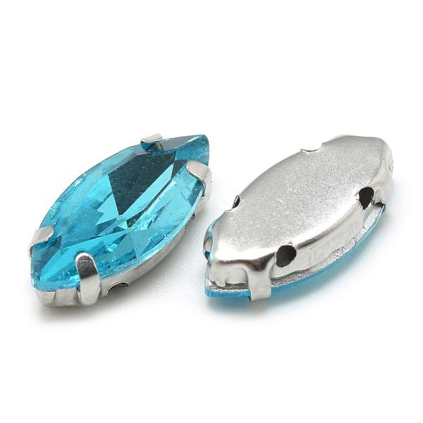 foglalatos üveg kaboson navette türkizkék 15 x 7 mm
