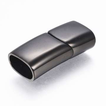 rozsdamentes acél kapcsoló 12 x 6 mm ovális bőrhöz fekete