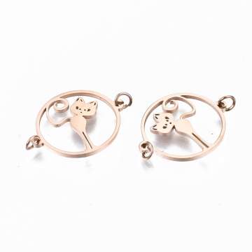 rozsdamentes acél távtartó: filigrán cicás rose gold