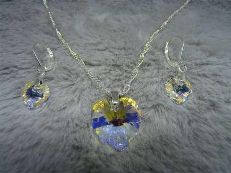 Swarovski kristály szív medálos nyaklánc fülbevalóval crystal AB