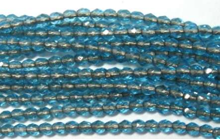 csiszolt gyöngy 4 mm bronz közepű aquamarine 50 db