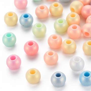 6 mm pasztel selyemfényű cukorka mix gömb akril gyöngy 20 db