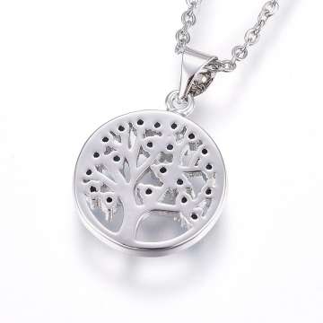 rozsdamentes acél kék cirkonia köves életfa medálos nyaklánc