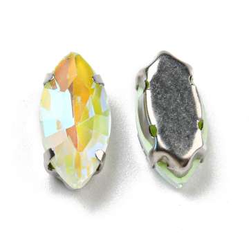 foglalatos üveg kaboson navette 12 x 6 mm: fluorescent peridot