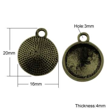 antik réz színű medál alap ragasztható 14 mm