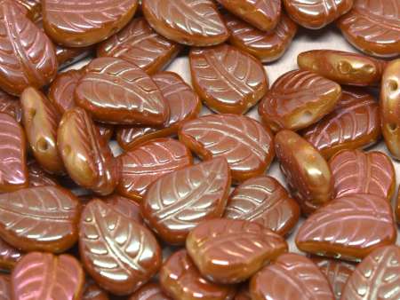 kétlyukú levél gyöngy: telt fehér full apricot 10 db