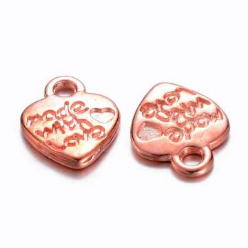 "Made with love" rose gold szivecske fityegő 5 db